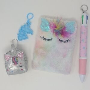 Unicorn Themed Stationery Set with Plush Notebook and Accessories